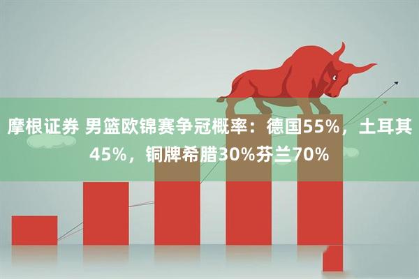 摩根证券 男篮欧锦赛争冠概率：德国55%，土耳其45%，铜牌希腊30%芬兰70%